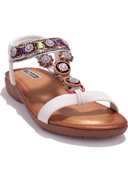 DZA07-7416789BB Beyaz Günlük Ortopedik Kadın Sandalet