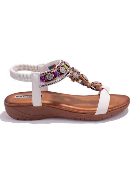 DZA07-7416789BB Beyaz Günlük Ortopedik Kadın Sandalet fiyatları