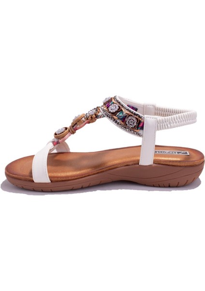 DZA07-7416789BB Beyaz Günlük Ortopedik Kadın Sandalet modelleri