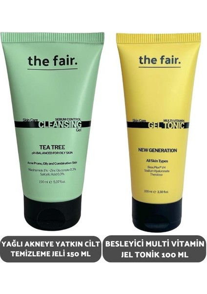 The Fair. Yağlı Akneye Yatkın Cilt Temizleme Jeli 100 ml ve Besleyici Multi Vitamin Jel Tonik 100 ml