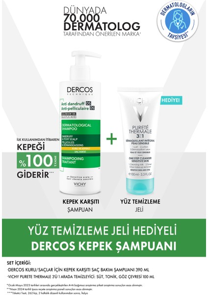 Yüz Temizleme Jeli Hediyeli Dercos Kepek Karşıtı Şampuan (Kuru Saçlar)