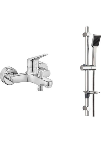 E.c.a Spylos Banyo Bataryası + T-May Arya Oval Borulu Hareketli Sürgülü Duş Seti Üst Takımı