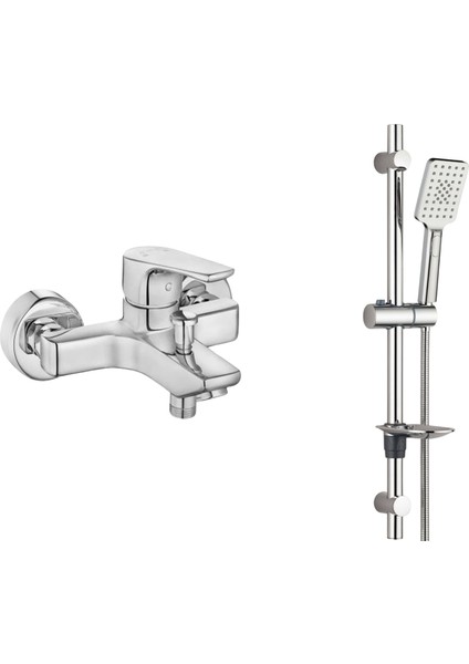 E.c.a Niobe Banyo Bataryası + T-May Belen Oval Borulu Hareketli Sürgülü Duş Seti Üst Takımı