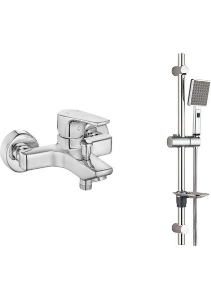 E.c.a Niobe Banyo Bataryası + T-May Sümbül Oval Borulu Hareketli Sürgülü Duş Seti Üst Takımı