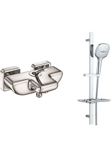 E.c.a Novita Banyo Bataryası + T-May Ayvacık Kare Borulu Hareketli Sürgülü Duş Seti Üst Takımı