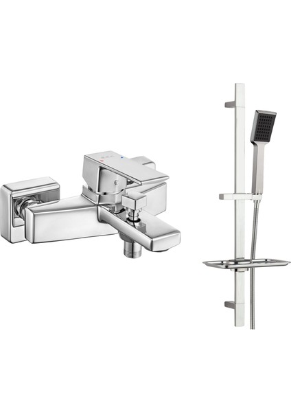 E.c.a Royal Banyo Bataryası + T-May Arya Kare Borulu Hareketli Sürgülü Duş Seti Üst Takımı