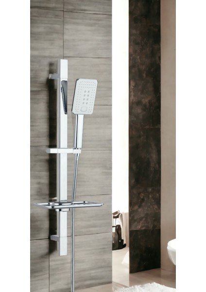 E.c.a Natura Banyo Bataryası + T-May Çınar Kare Borulu Hareketli Sürgülü Duş Seti Üst Takımı
