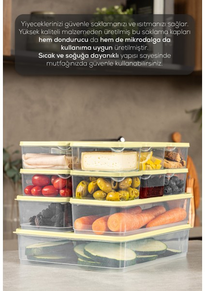 15’li Buzdolabı Dondurucu Organizer Mikrodalga ve Difrize Uygun Saklama Kabı Sarı 12x(350ML) 2x(1,65LT) 1x(3,5LT)