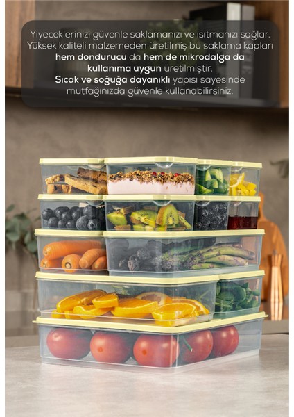 17’li Buzdolabı Dondurucu Organizer Mikrodalga ve Difrize Uygun Saklama Kabı Sarı 12x(350ML) 2x(1,65LT) 2x(1,75LT) 1x(3,5LT)