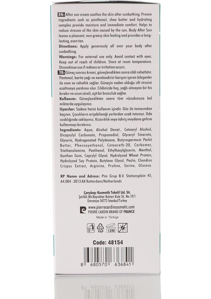 Güneş Sonrası Krem 150 ml / After Sun Cream indirimleri