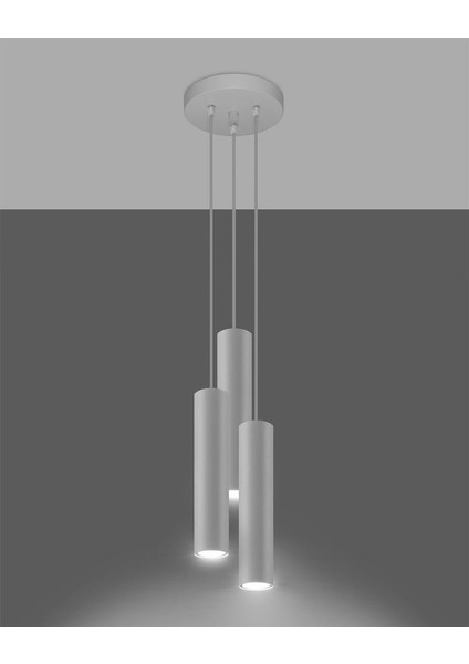 Retro Metal Beyaz 3 Lü Modern Spor LED Spot Avize Günışığı Ampullü