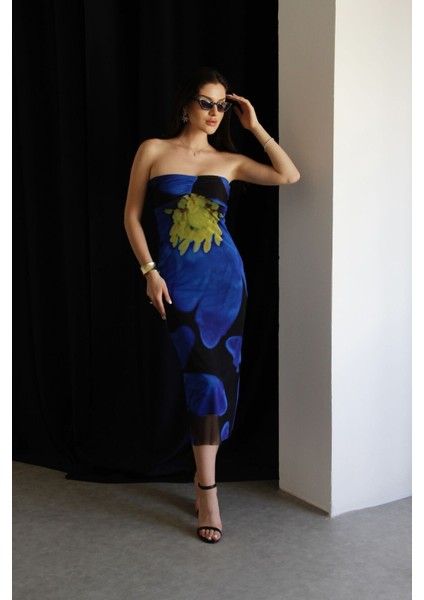 Julidress Beyaz Puantiye Desenli Askılı Maxi Uzun Boy Premium Elbise