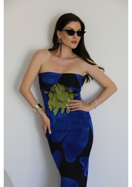 Julidress Beyaz Puantiye Desenli Askılı Maxi Uzun Boy Premium Elbise