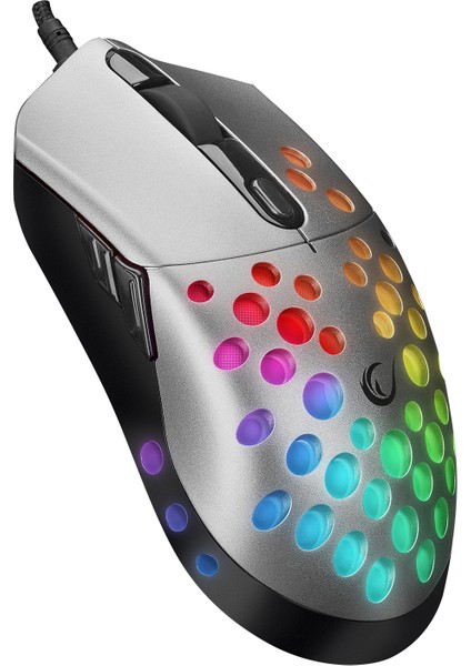 SMX-R66 Rocket Ultra Hafif Gümüş Rgb Ledli 12000DPI  Oyuncu Mouse