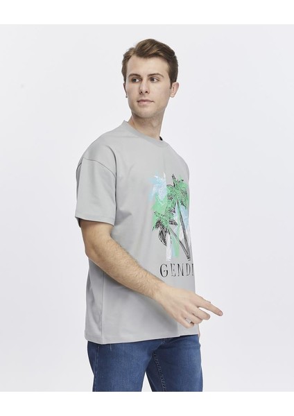 Ağaç Baskılı Oversize Tişört