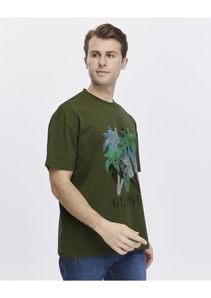 Ağaç Baskılı Oversize Tişört