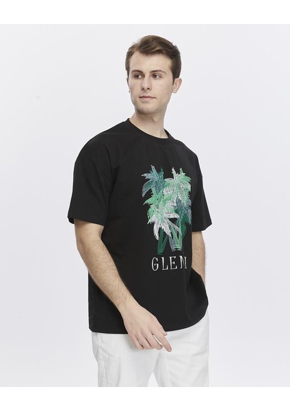 Ağaç Baskılı Oversize Tişört