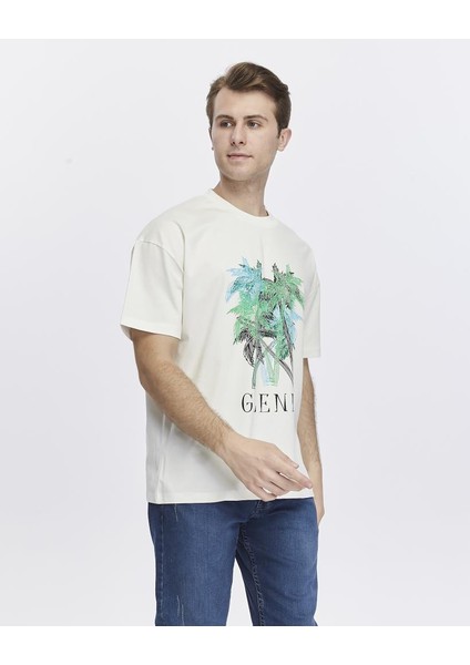 Ağaç Baskılı Oversize Tişört