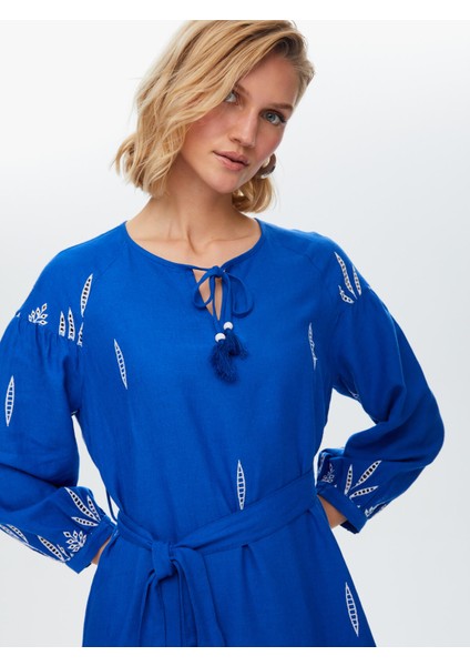 Delik Işi Nakış Detaylı Uzun Kollu Elbise 68282 fiyatları