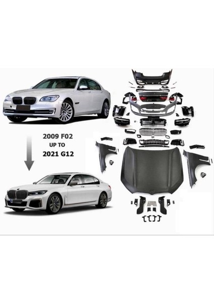 F01 7 Serisi (13-15) Makyajlı Kasa Için G12 Facelift Body Kıt (Xenon Farlı Model Için)
