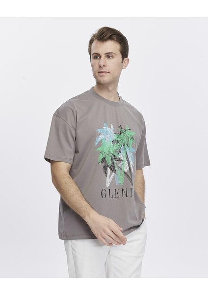 Ağaç Baskılı Oversize Tişört