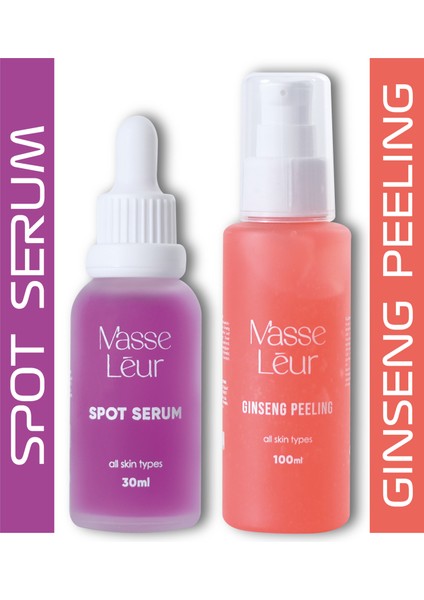 Leke Karşıtı Serum ve Kore Ginseng Özlü Çilek Peeling 2'li Leke Bakım Seti