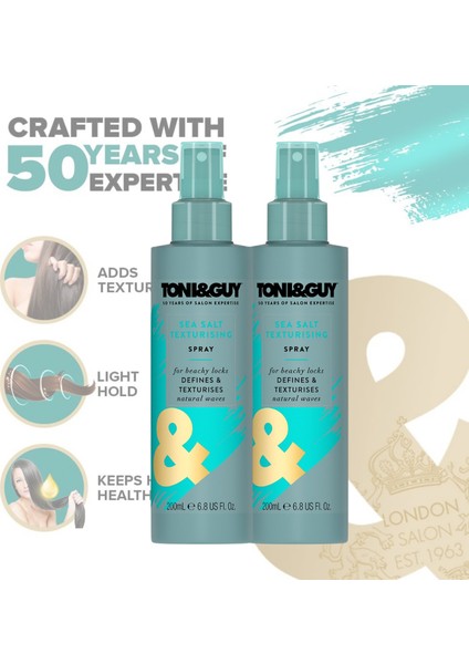 Toni & Guy Deniz Tuzu Etkili Saç Spreyi 200 ml 2 Adet (2 x 200 Ml)