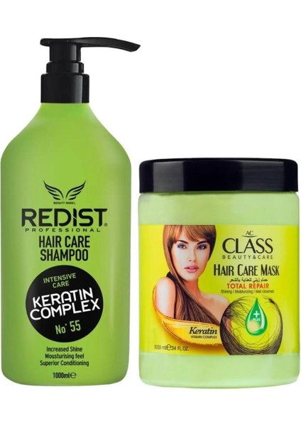 Keratinli Saç Bakım Şampuanı 1000ML + Ac Class Saç Maskesi Keratinli 1000ML