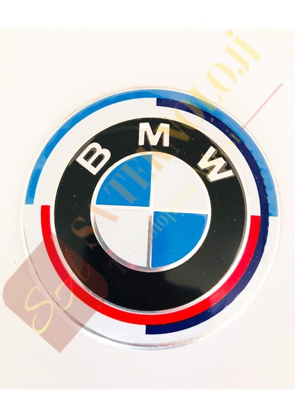 Bmw 50.yıl Logo Kaput,bagaj,direksiyon,jant (Newtpe Mavibeyaz 74mm)