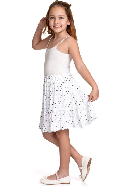 Kız Çocuk Mavi Puantiyeli Beyaz Etek fiyatları