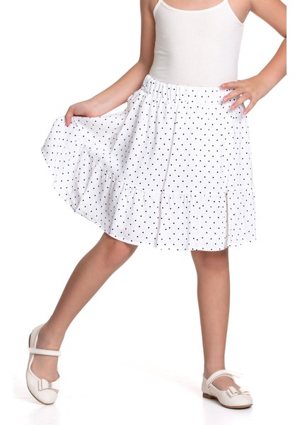 Kız Çocuk Mavi Puantiyeli Beyaz Etek modelleri