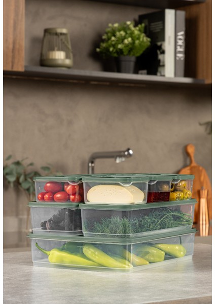 9’lu Buzdolabı Dondurucu Organizer Mikrodalga ve Difrize Uygun Saklama Kabı Yeşil 6x(350ML) 2x(1,65LT) 1x(3,5LT) fiyatları