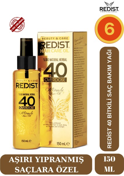 40 Bitkili Saç Bakım Yağı 6’lı Set | Onarıcı, Parlaklık ve Güç Bakımı fiyatları