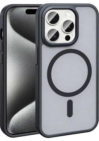 Apple iPhone 15 Pro Max Kılıf Magsafe Şarj Özellikli Mat Arka Yüzey Redclick Sio Kapak