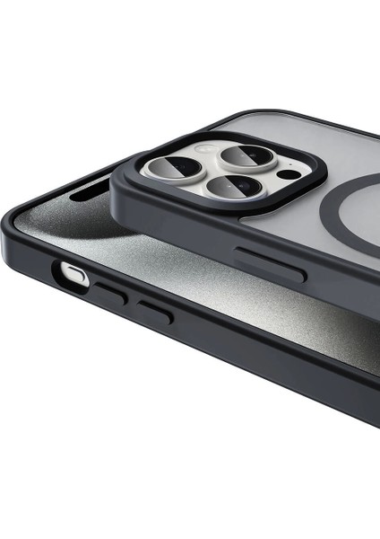 Apple iPhone 15 Pro Max Kılıf Magsafe Şarj Özellikli Mat Arka Yüzey Redclick Sio Kapak