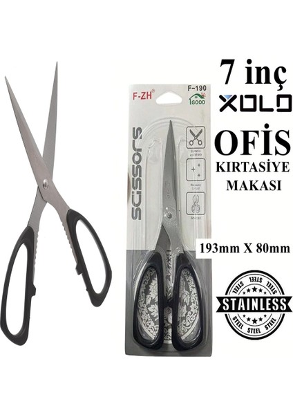 Ofis Kırtasiye Makası Büyük Boy 7 Inç Kağıt Makas Çok Amaçlı Makas 19CM XS72