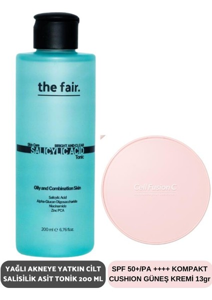 The Fair. Yağlı Akneye Yatkın Cilt Salisilik Asit Tonik 200 ml ve Spf 50+ Pa Kompakt Güneş Kremi 13 gr