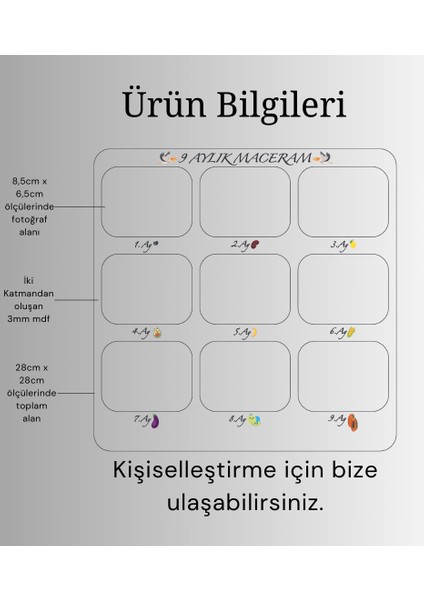 Bella Casa Kids Anne Karnı Ultrason Görüntüleri 9 Ay Hatıra Çerçevesi Anne Bebek Hediyesi Anı Çerçevesi