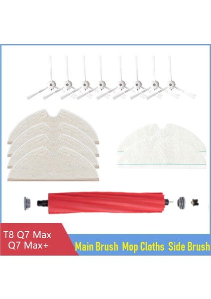15 Adet Ayrılabilir Ana Yan Fırça Paspas Bezi Için T8 / Max / Max + Robotlu Süpürge Aksesuarları Kiti (Yurt Dışından)