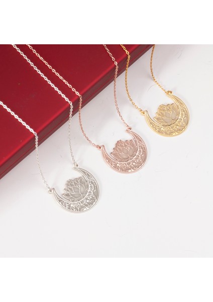 Özel Tasarım Nilüfer Çiçeği Kolye , 925 Ayar Gümüş Kolye, Gümüş, Rose Gold, Altın Kaplama Kolye fiyatları