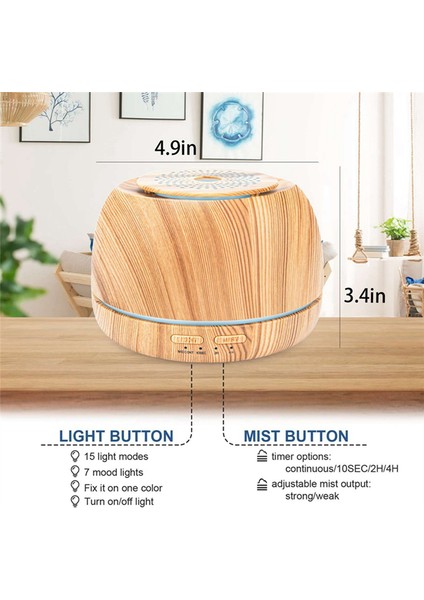 300ML Aromalar Esansiyel Yağı Difüzörü, Uzaktan Kumandalı 8 Saat Soğuk Mist Difüzör, Usb-C, Ev Için 7 Renkli Nemlendirici A (Yurt Dışından) modelleri