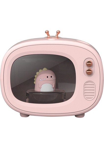 400ML Taşınabilir Nemlendirici, Retro Tv Kablosuz Nemlendirici Karikatür USB Hava Nemlendirici Ev, Ofis, Yatak Odası Pembe (Yurt Dışından)