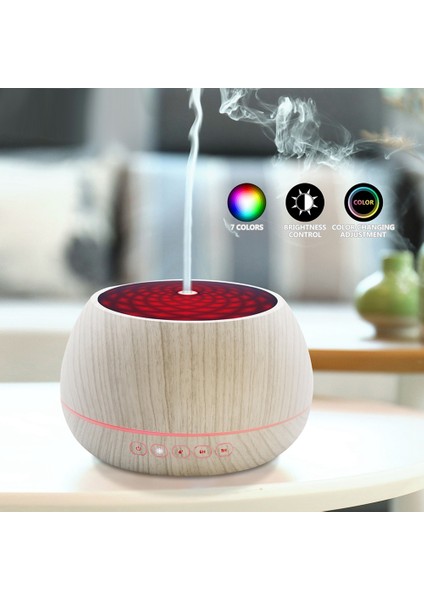 Nemlendirici Aroma Yayıcı Ultrasonik Hava Esansiyel Yağı Humidificador 7 Renkli LED Işık Aromaterapi (Açık Ahşap) Ab Tak (Yurt Dışından)