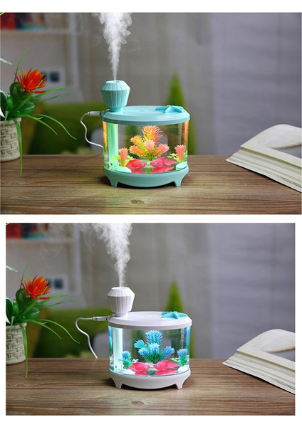 Balık Tankı Hava Nemlendirici Difüzör Renkli Gece Lambası DC5V USB Mini Mist Maker 460 ml Su Difüzörü Pembe (Yurt Dışından)