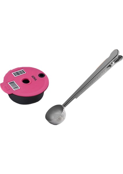 Makineler Için Yeniden Kullanılabilir Kahve Kapsülleri Kapsülleri Kahve Filtresi Klipsli Kaşıklı Doldurulabilir Kahve Kapsülleri 60ML (Yurt Dışından)