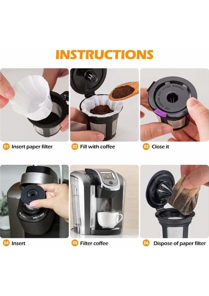 Tek Kullanımlık Kağıt Filtre, 400 Sayım K Bardak Kağıt Kahve Filtreleri Tek 1.0 ve 2.0 Için Uyumlu (Yurt Dışından)