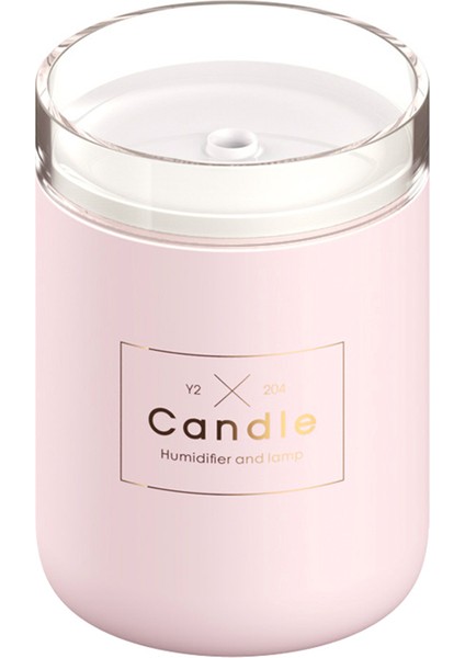 Hava Nemlendirici LED Mum Ultrasonik Serin Mist Uçucu Yağ Difüzörü USB Aroma Lambası Araba Arıtma Sisleyici (Pembe) (Yurt Dışından)