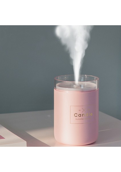Hava Nemlendirici LED Mum Ultrasonik Serin Mist Uçucu Yağ Difüzörü USB Aroma Lambası Araba Arıtma Sisleyici (Pembe) (Yurt Dışından) modelleri