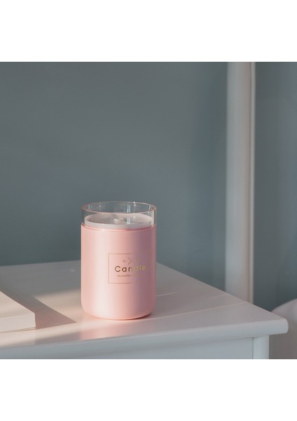 Hava Nemlendirici LED Mum Ultrasonik Serin Mist Uçucu Yağ Difüzörü USB Aroma Lambası Araba Arıtma Sisleyici (Pembe) (Yurt Dışından) fırsatları