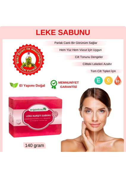 Doğal Leke Karşıtı Sabun 140 gr Tüm Cilt Tipleri Için Cilt Lekelerine Karşı
